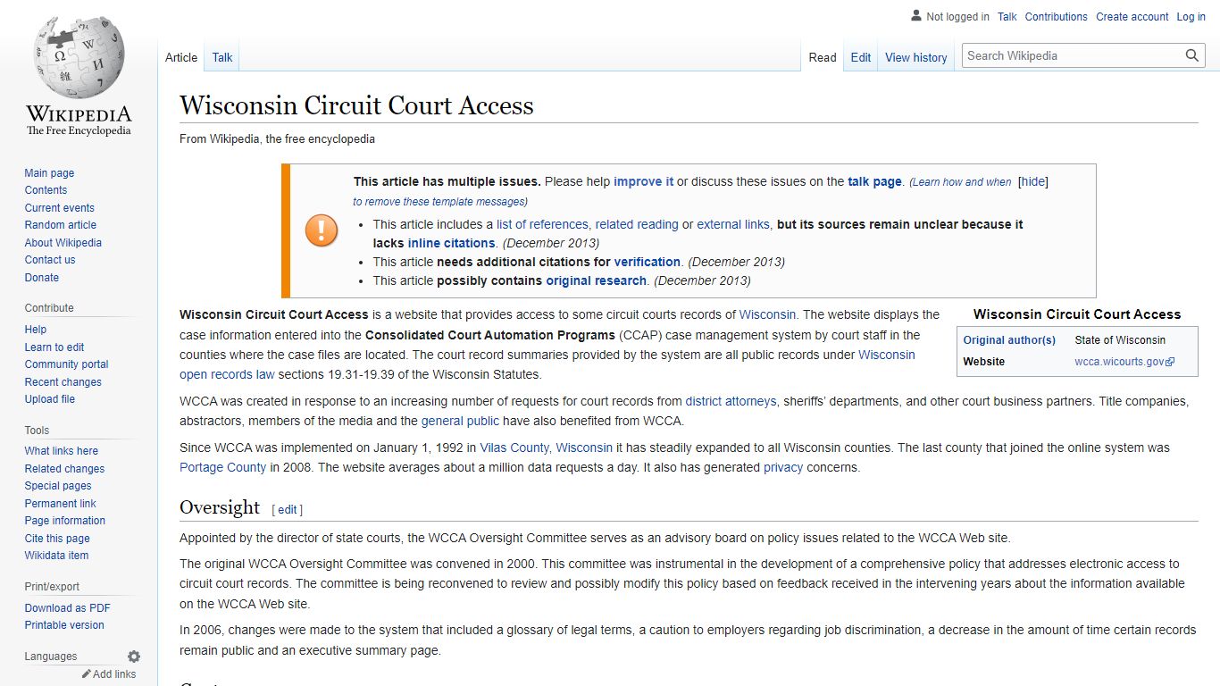 Wisconsin Circuit Court Access - Wikipedia
